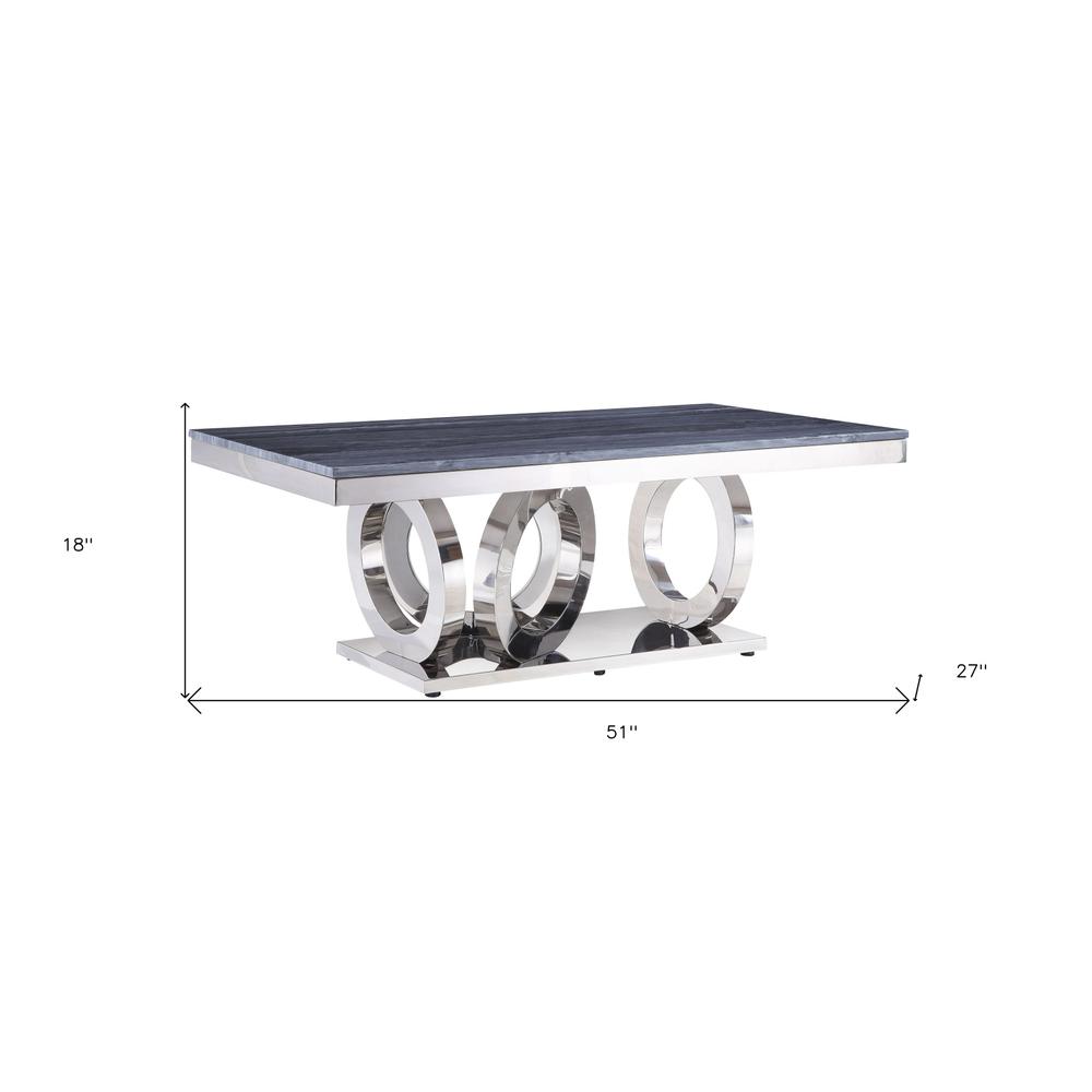 Faux Marble Artificial Marble, Stainless Steel Rectangular Mirrored Coffee Table. Picture 5