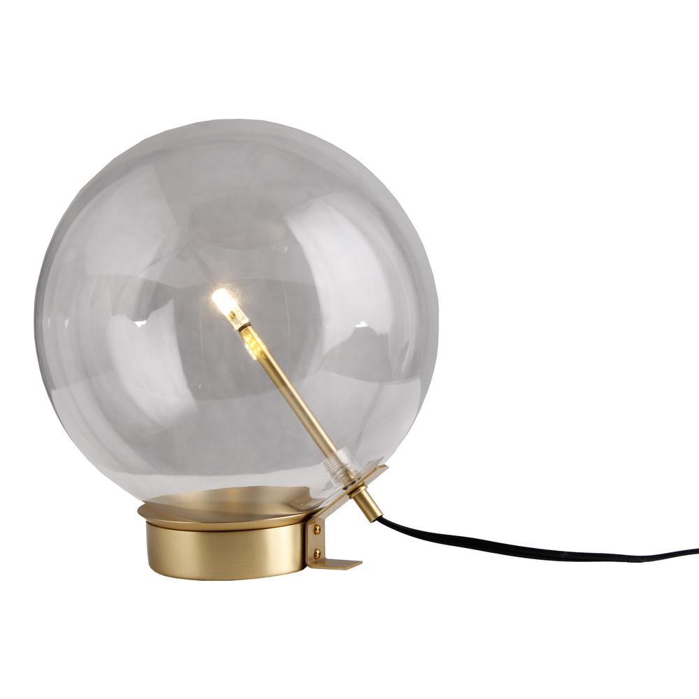 11" Brass Metal Globe Table Lamp. Picture 4