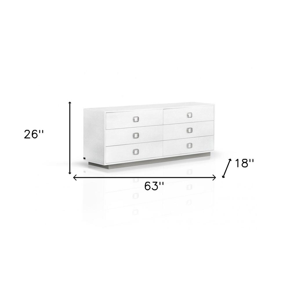 63" White Solid And Manufactured Wood Six Drawer Dresser. Picture 5