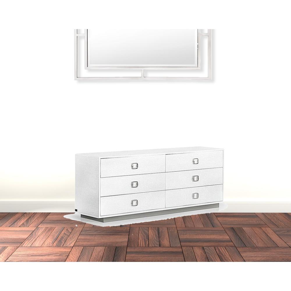 63" White Solid And Manufactured Wood Six Drawer Dresser. Picture 2