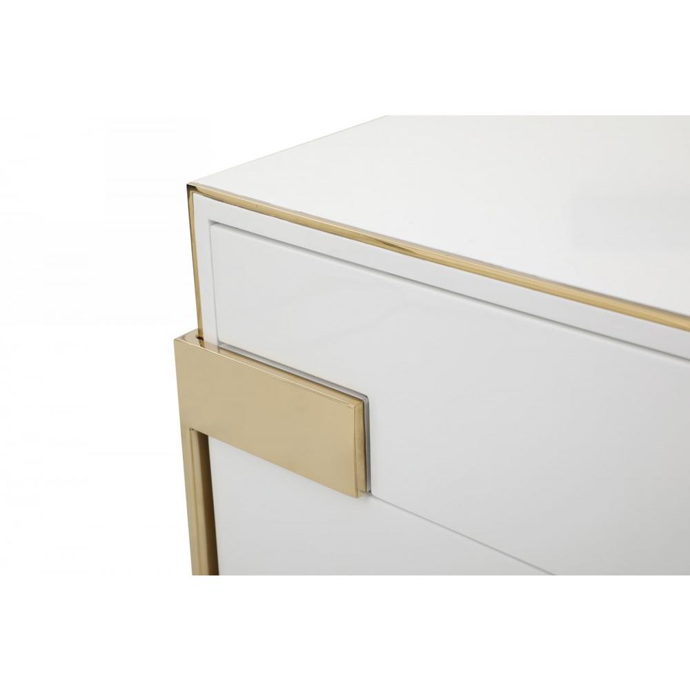 60" White Champagne Gold Solid And Manufactured Wood Six Drawer Dresser. Picture 3