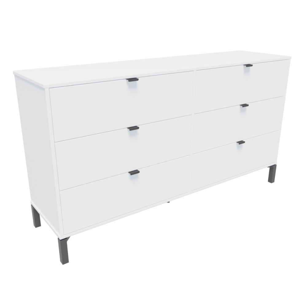 59" White and Black Six Drawer Double Dresser. Picture 2