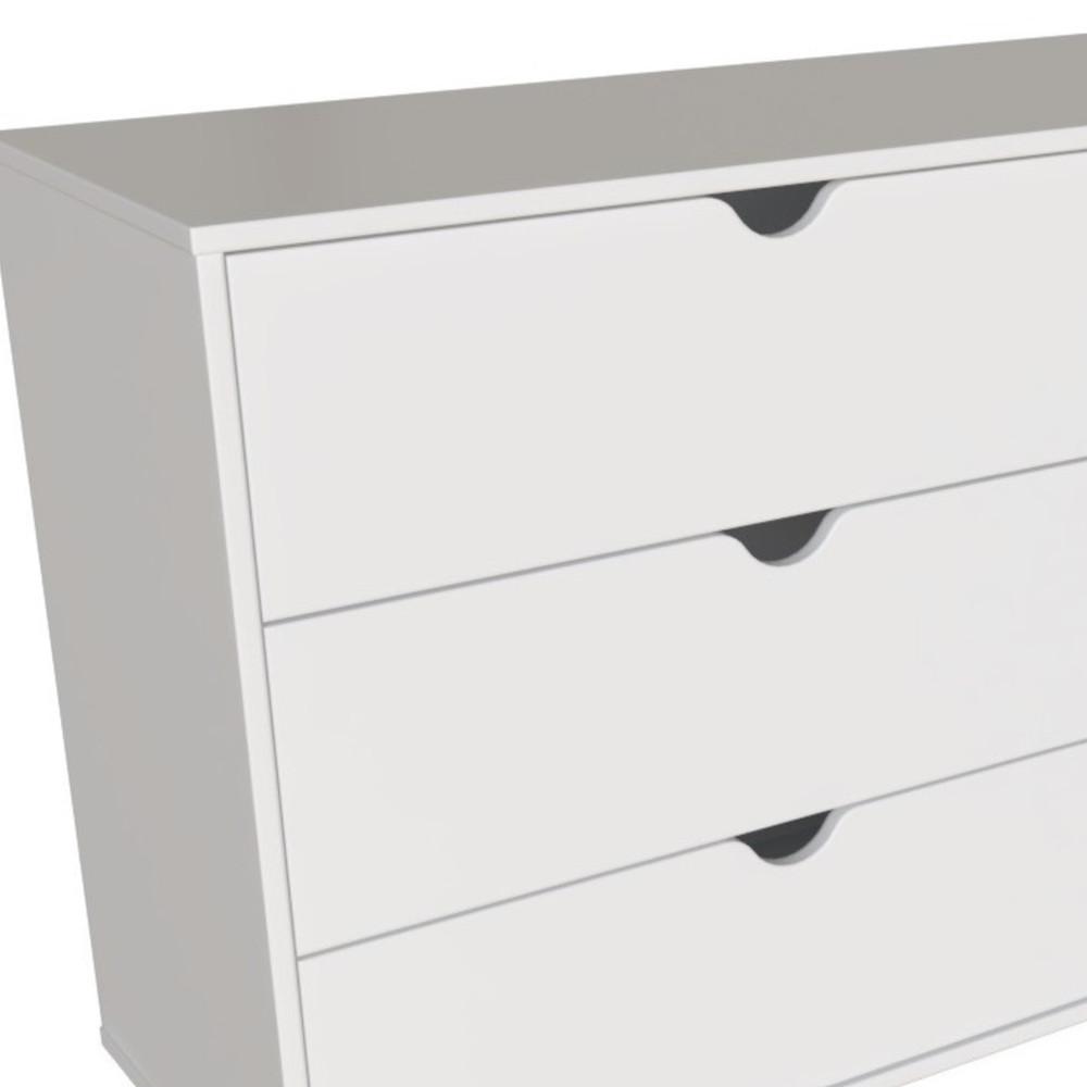 59" White Scoop Handle Six Drawer Double Dresser. Picture 3