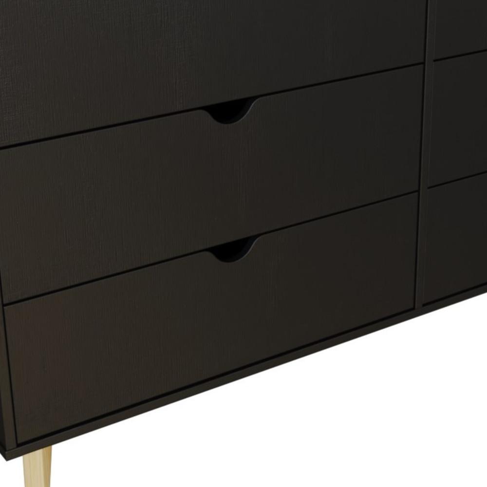 59" Black Scoop Handle Six Drawer Double Dresser. Picture 3