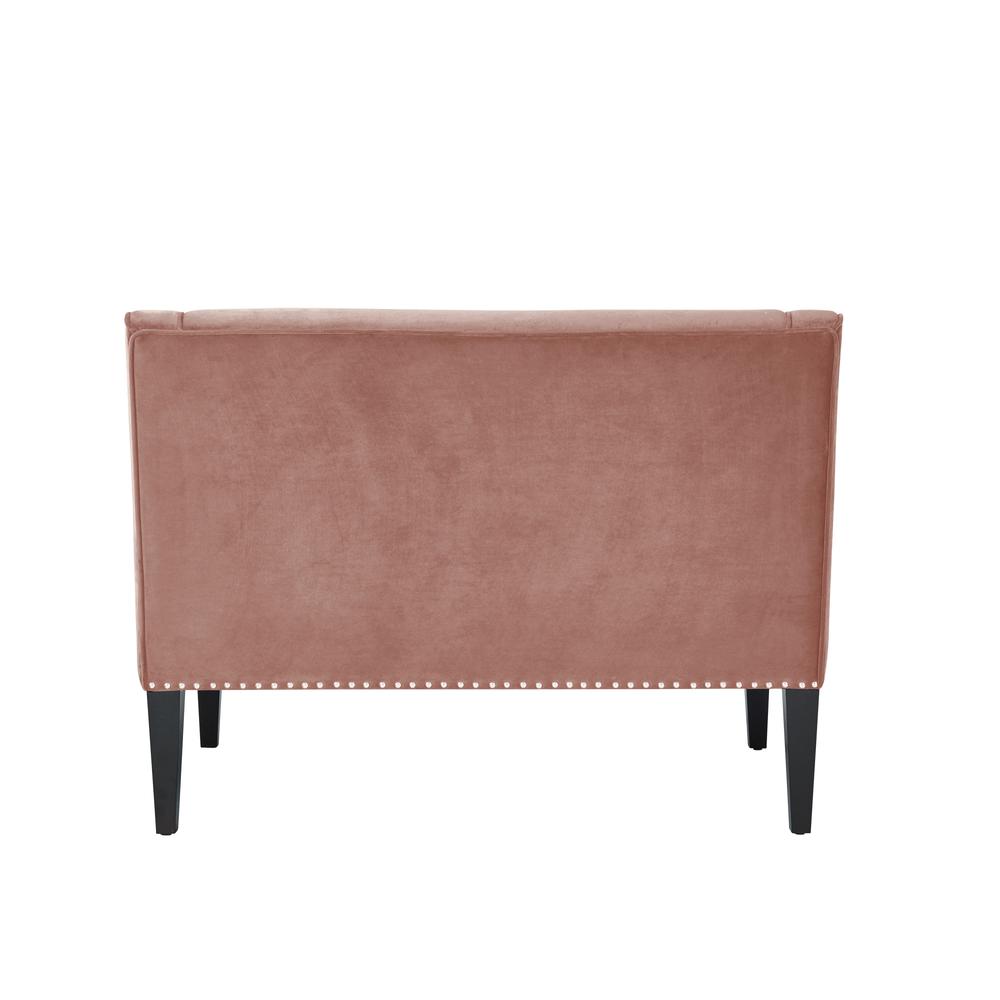 45" Blush And Brown Upholstered Velvet Bench. Picture 4