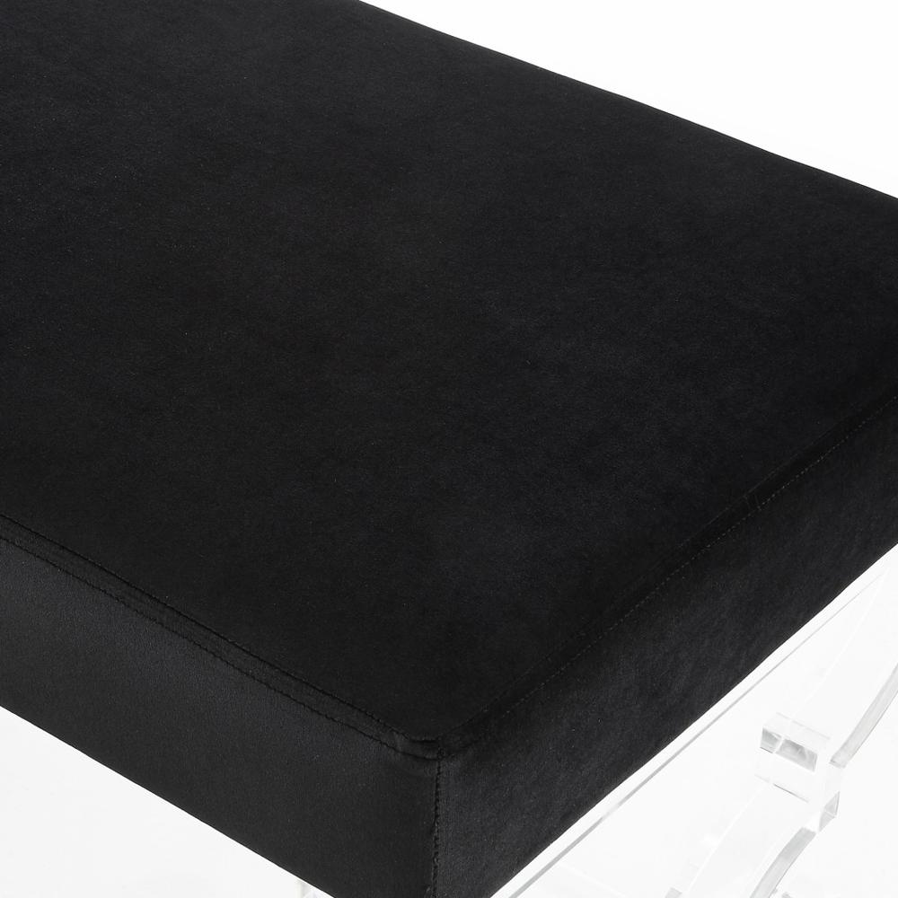 48" Black And Clear Upholstered Velvet Bench. Picture 7