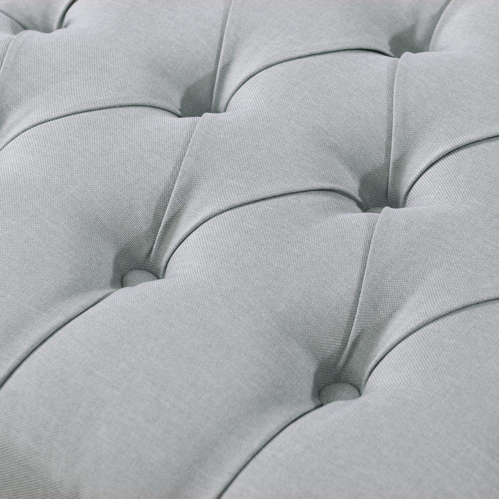 45" Light Gray Upholstered Linen Bench. Picture 7