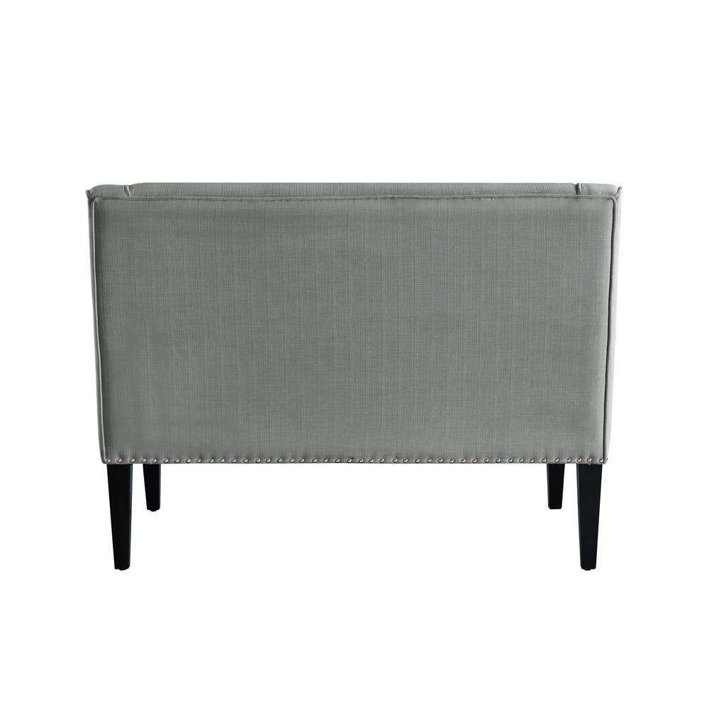 45" Light Gray And Black Upholstered Linen Bench. Picture 4
