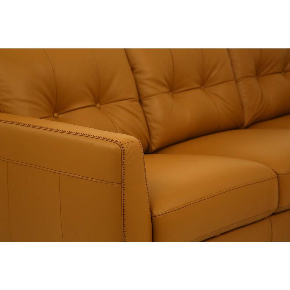 83" Camel Leather And Black Sofa. Picture 7