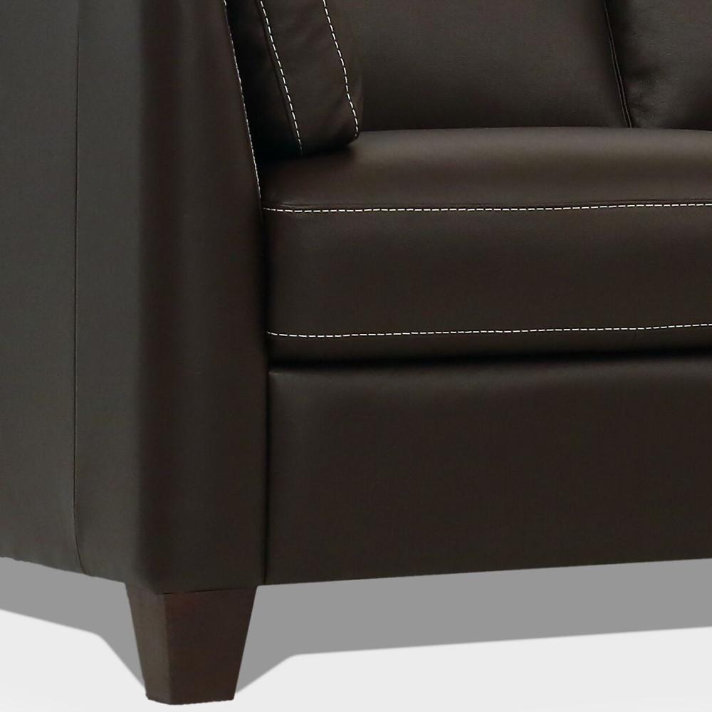 81" Chocolate Leather And Black Sofa. Picture 3