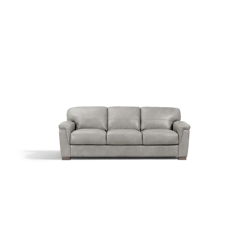 91" Gray Leather And Black Sofa. Picture 1
