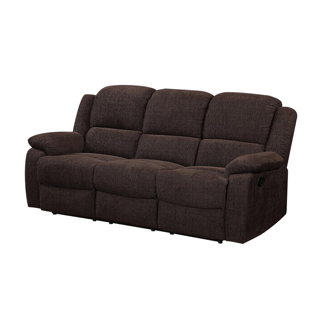 79" Brown And Black Chenille Reclining Sofa. Picture 1