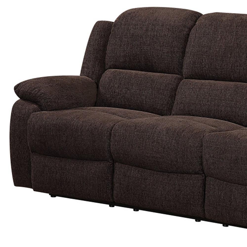 79" Brown And Black Chenille Reclining Sofa. Picture 3