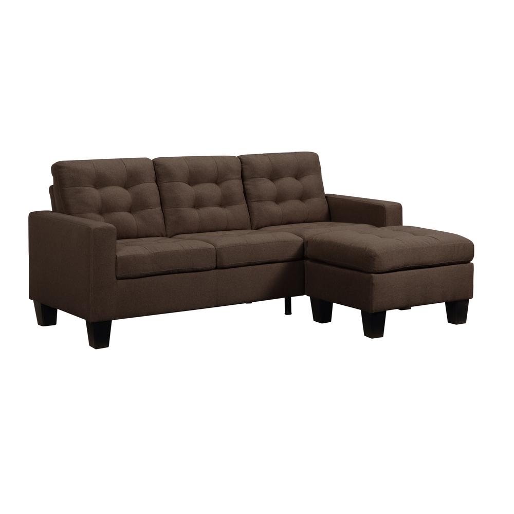 81" Brown Linen And Black Sofa. Picture 1
