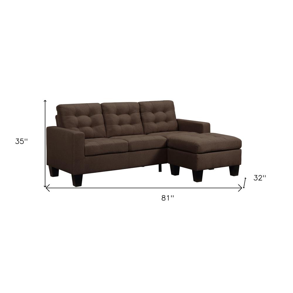 81" Brown Linen And Black Sofa. Picture 5