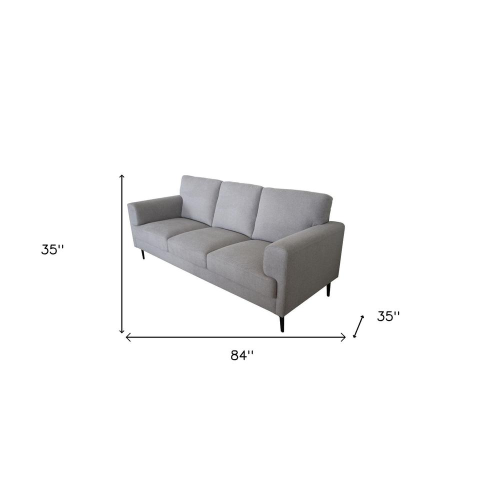 84" Light Gray Linen And Black Sofa. Picture 5