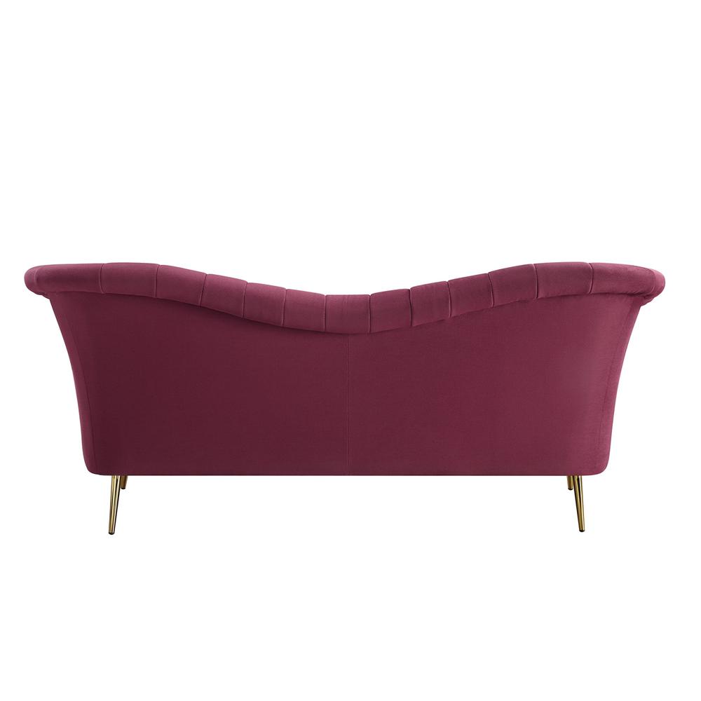 80" Red Velvet And Gold Sofa. Picture 5