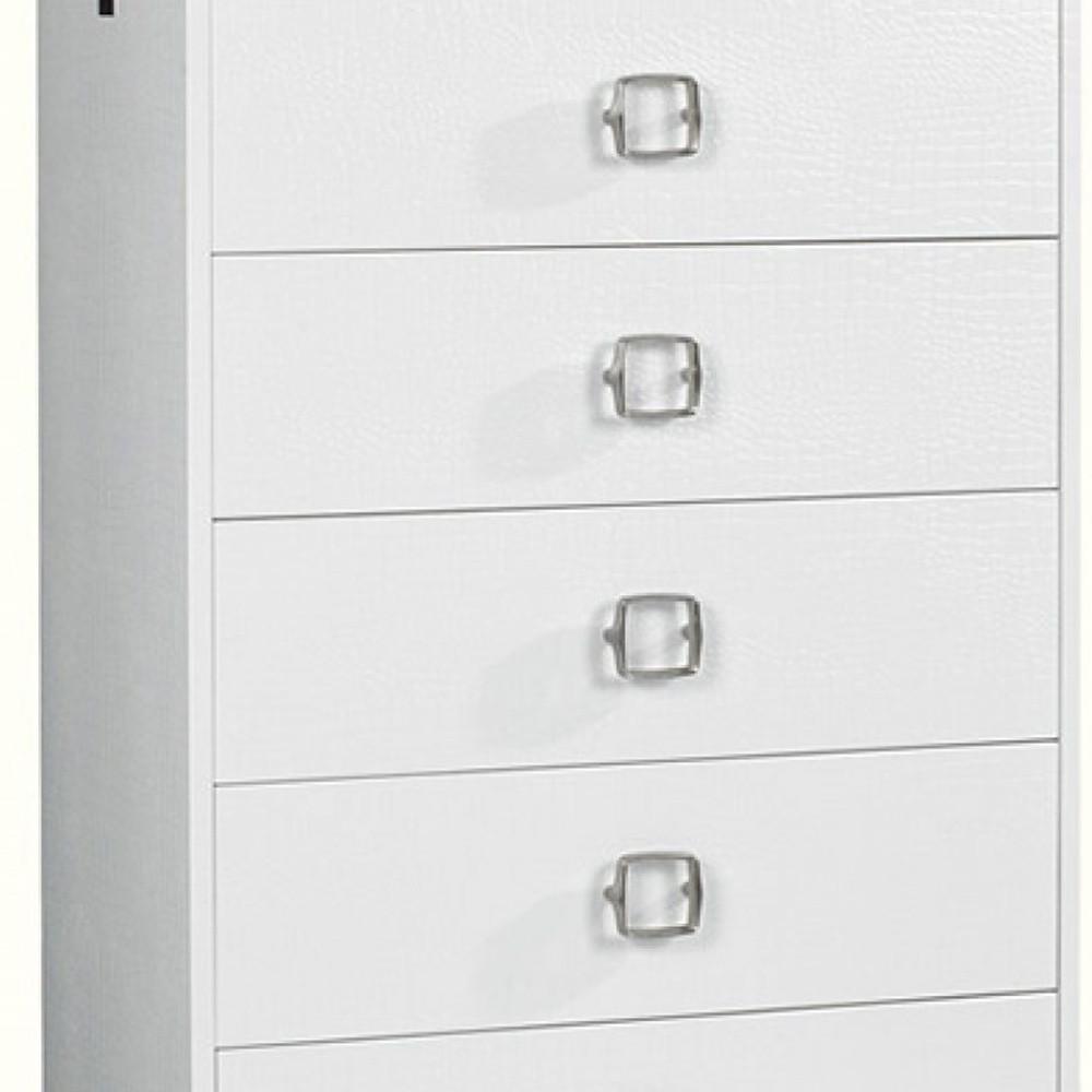 32" White Manufactured Wood + Solid Wood Stainless Steel Six Drawer Chest. Picture 4