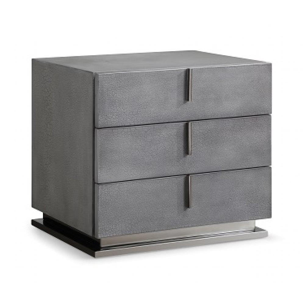 22" Gray Crackle Finish Three Drawer Nightstand. Picture 1