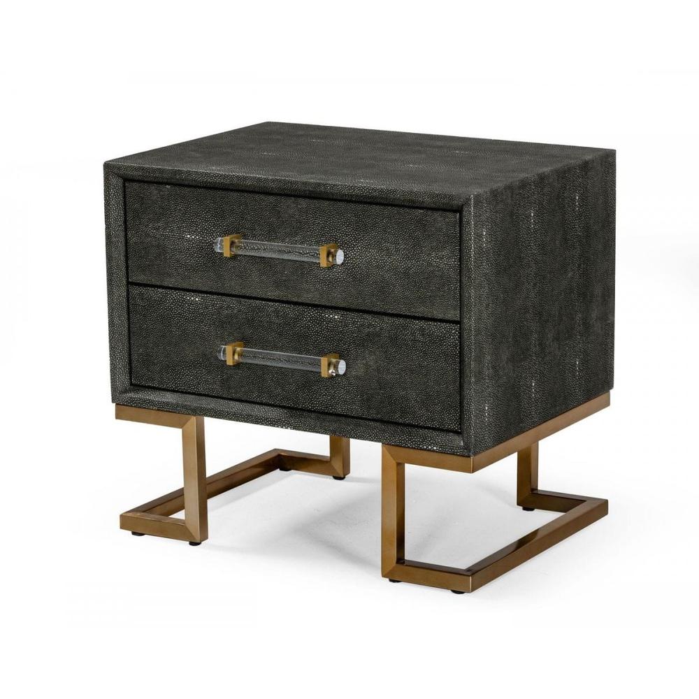 22" Gray Shagreen Two Drawer Nightstand. Picture 2