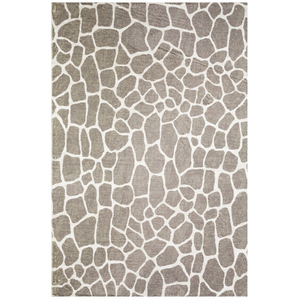 5' X 8' Beige Giraffe Print Shag Handmade Non Skid Area Rug. Picture 2