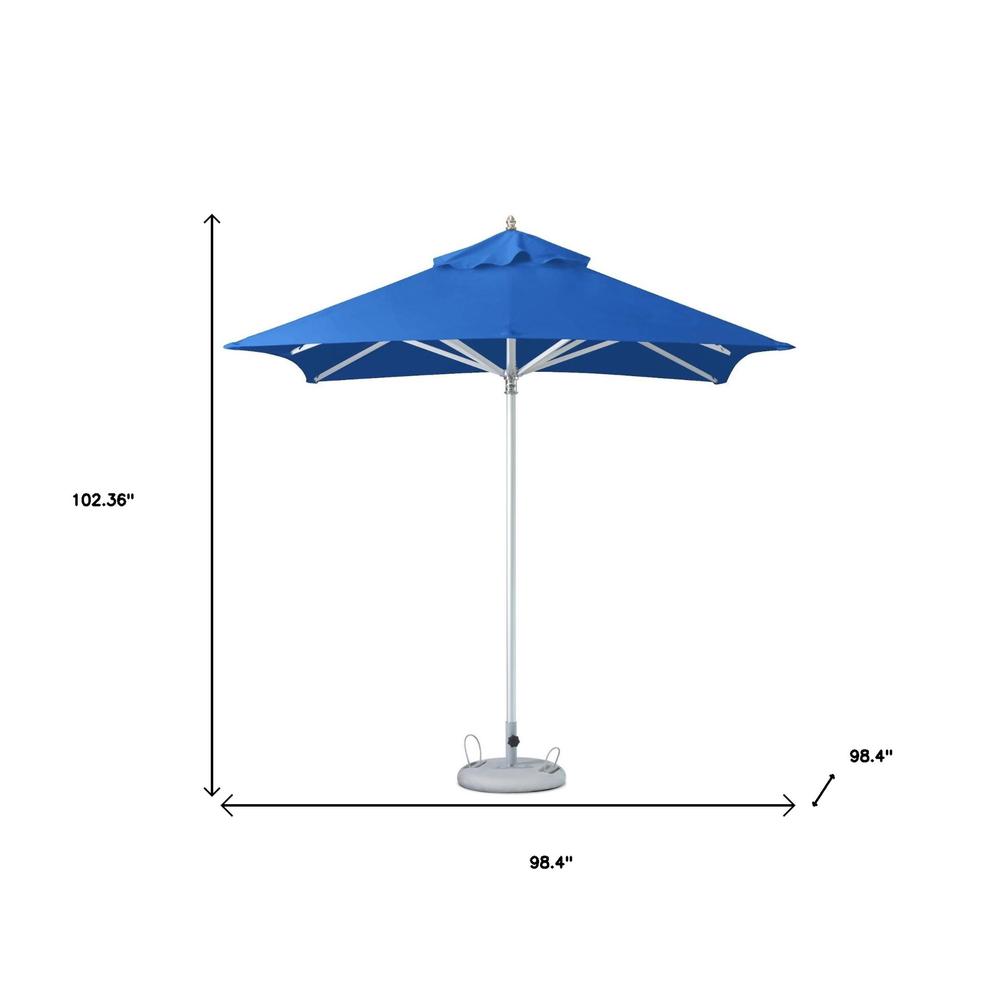 8' Blue Polyester Square Market Patio Umbrella. Picture 4
