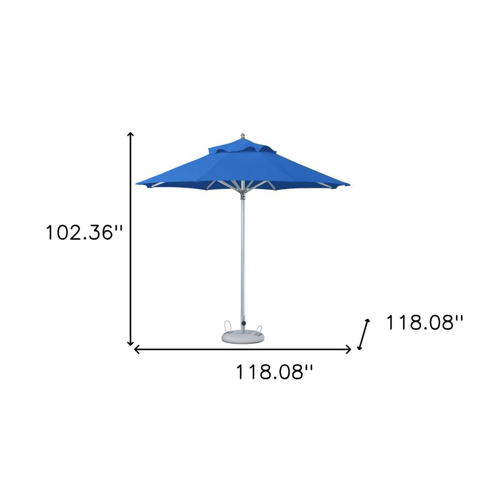10' Blue Polyester Round Market Patio Umbrella. Picture 5
