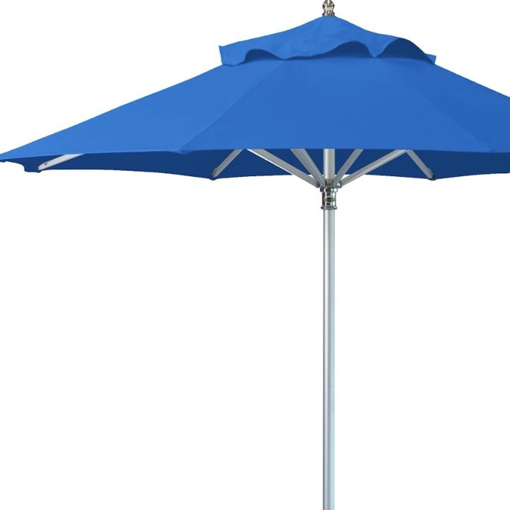 10' Blue Polyester Round Market Patio Umbrella. Picture 3