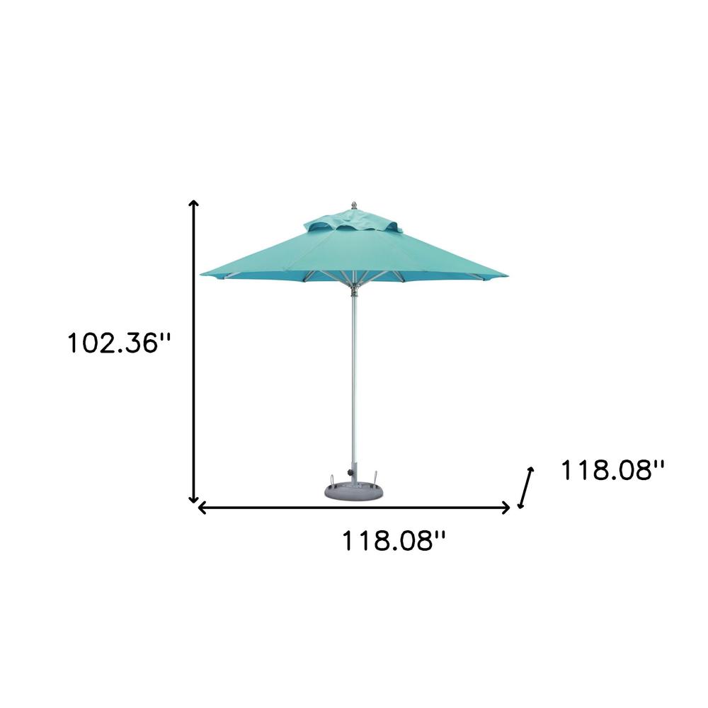 10' Aqua Polyester Round Market Patio Umbrella. Picture 5