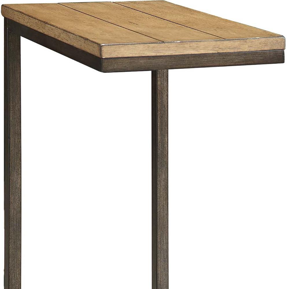 25" Black And Oak Solid Wood Rectangular End Table. Picture 4