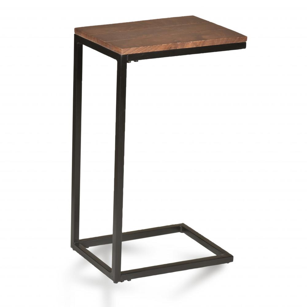25" Black And Chestnut Solid Wood Rectangular End Table. Picture 1