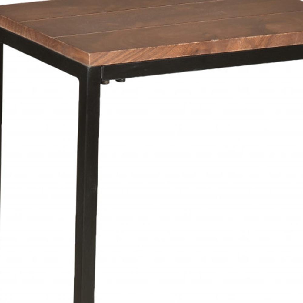 25" Black And Chestnut Solid Wood Rectangular End Table. Picture 3