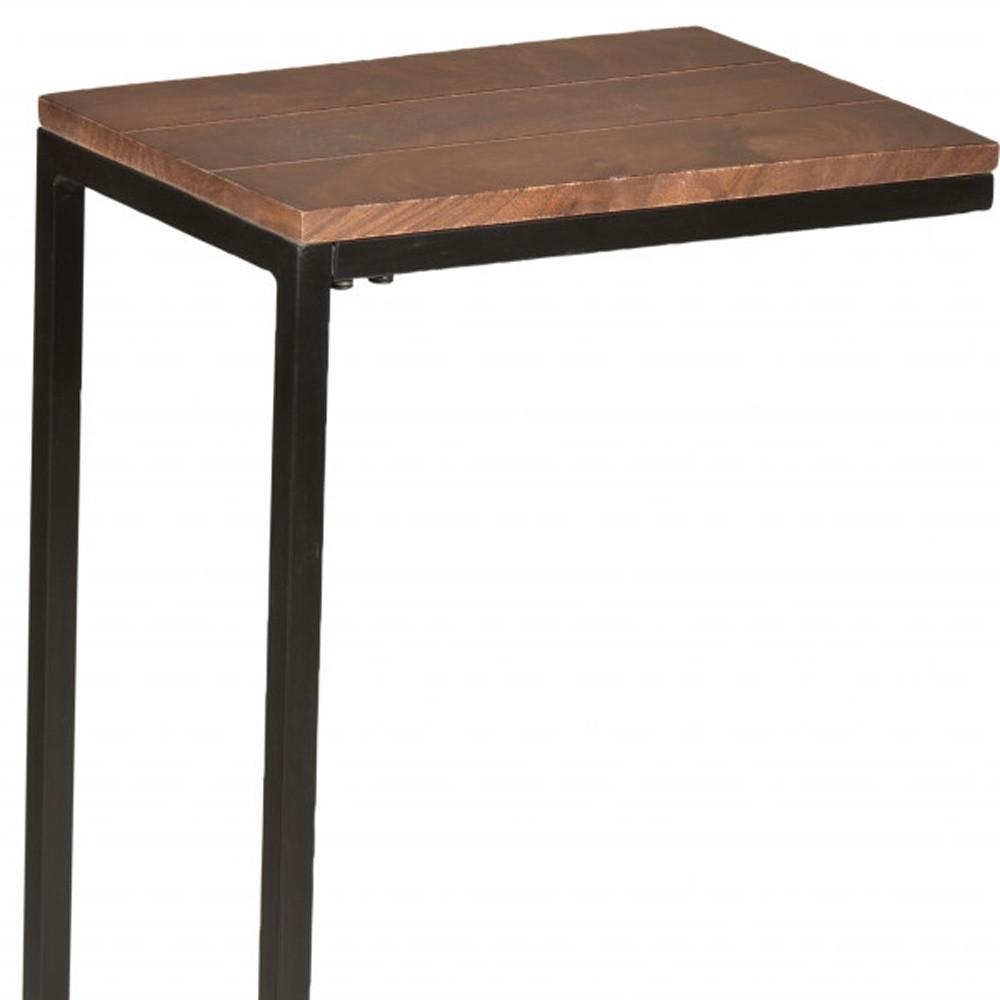 25" Black And Chestnut Solid Wood Rectangular End Table. Picture 4
