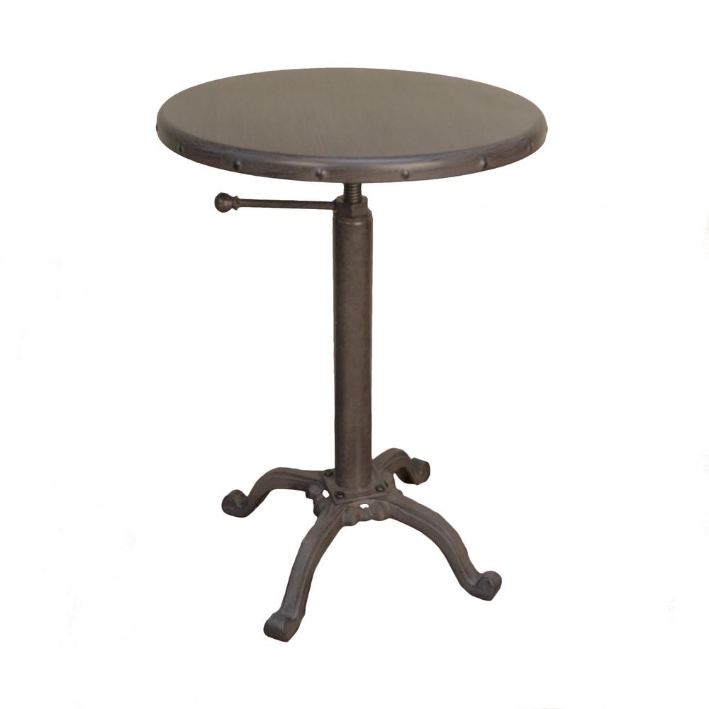 22" Industrial And Inustrial Iron Round End Table. Picture 1
