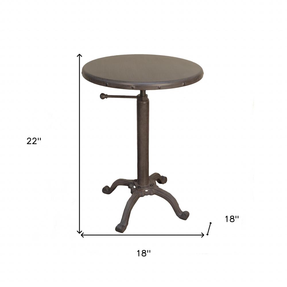 22" Industrial And Inustrial Iron Round End Table. Picture 5