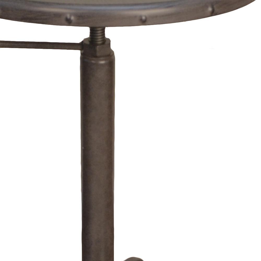 22" Industrial And Inustrial Iron Round End Table. Picture 3