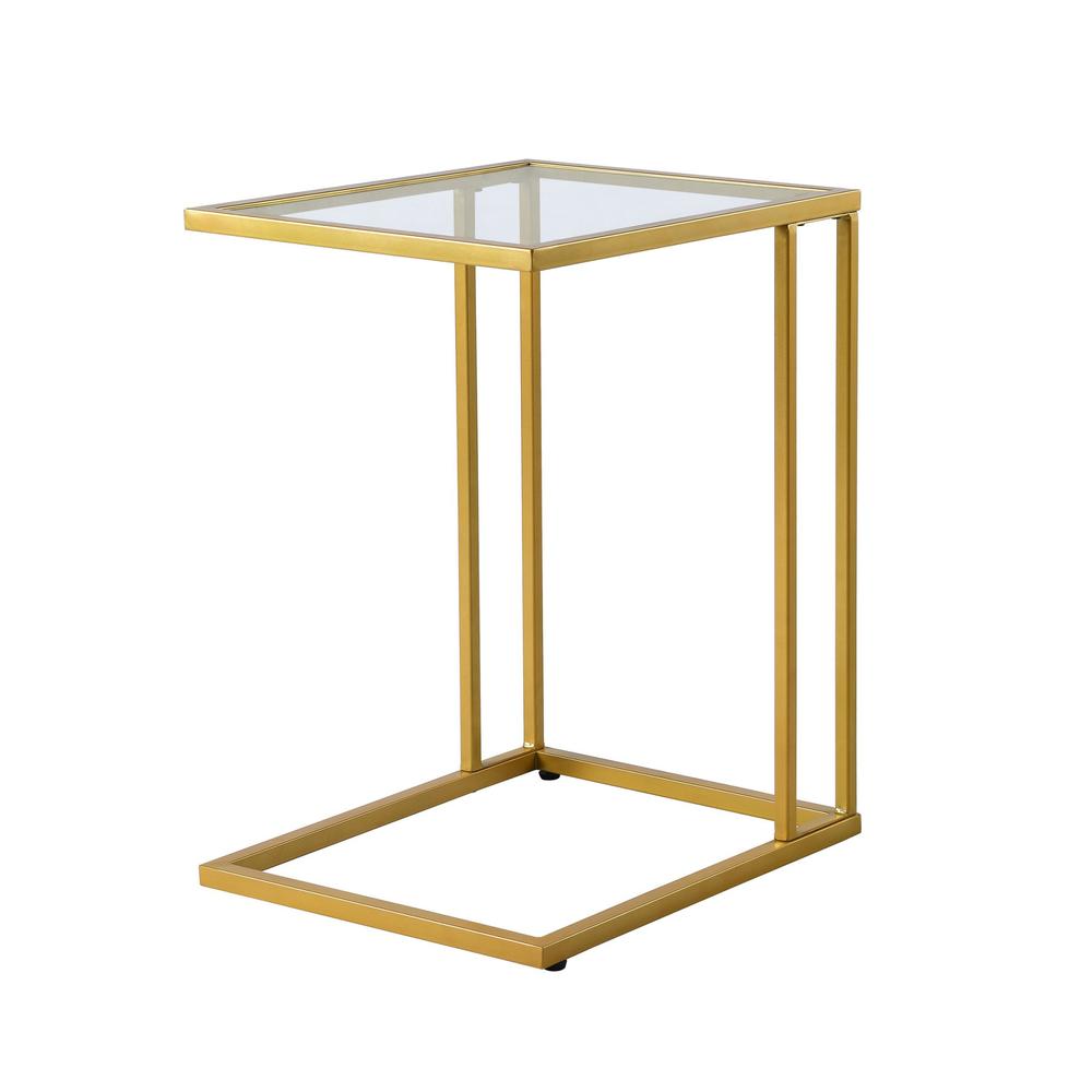 25" Gold And Clear Glass Square End Table. Picture 1