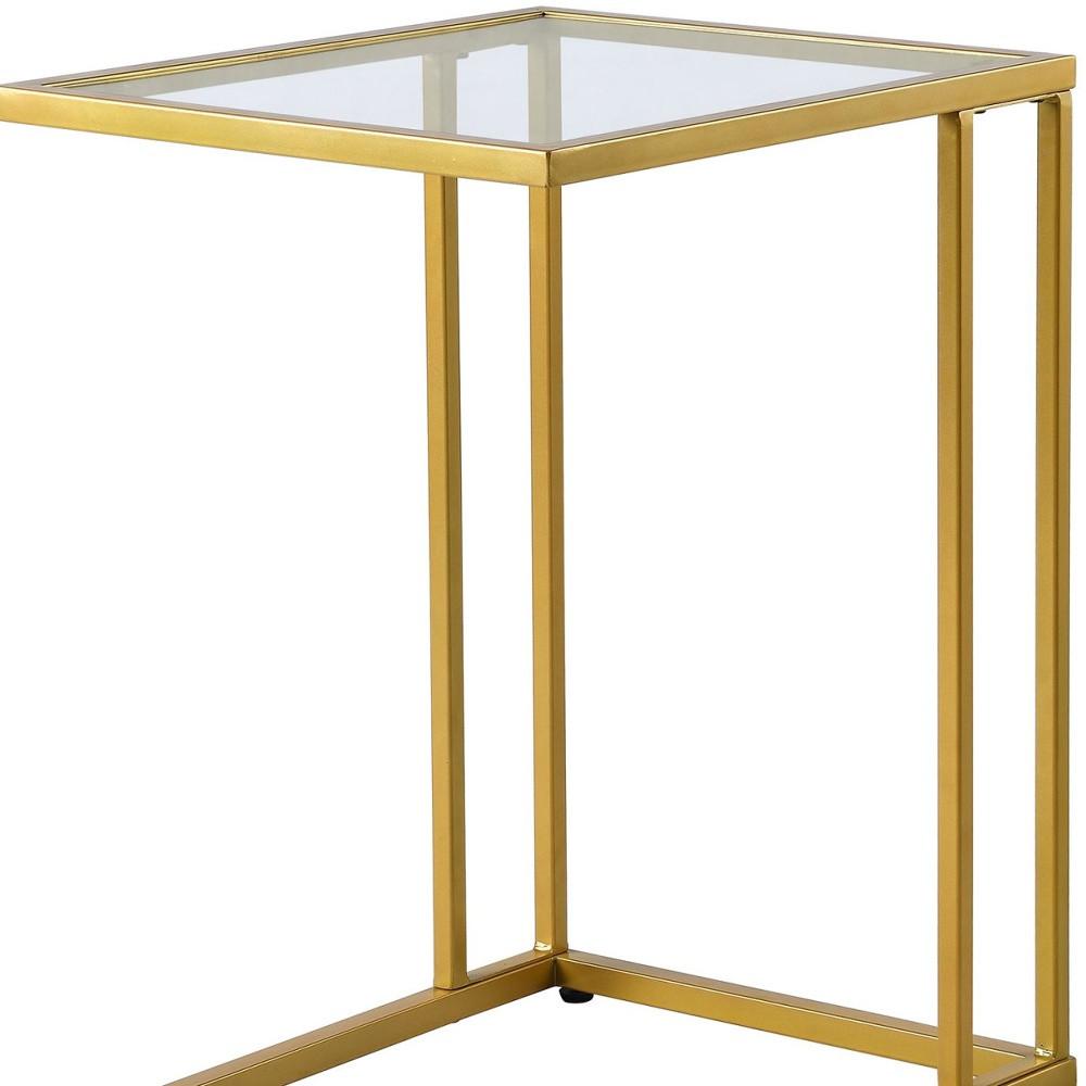 25" Gold And Clear Glass Square End Table. Picture 4