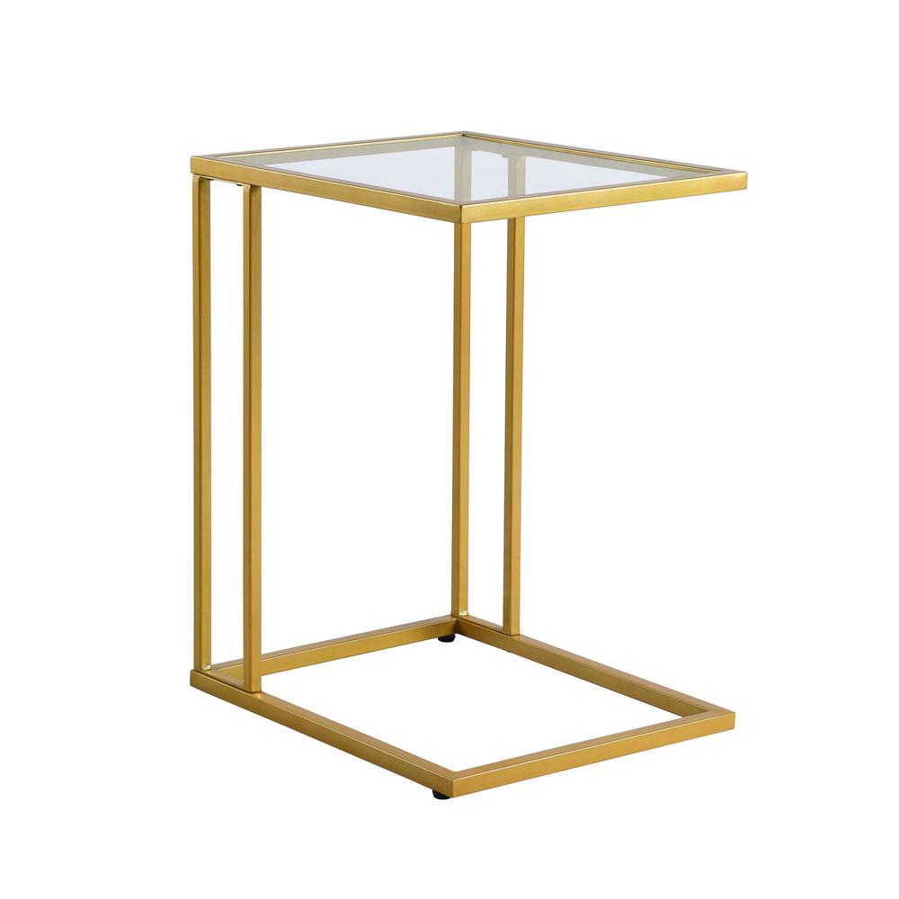 25" Gold And Clear Glass Square End Table. Picture 2