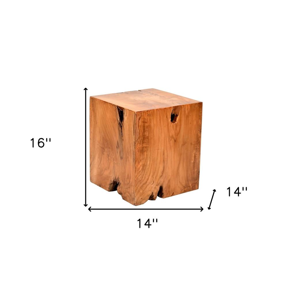 16" Natural Solid Wood End Table. Picture 6