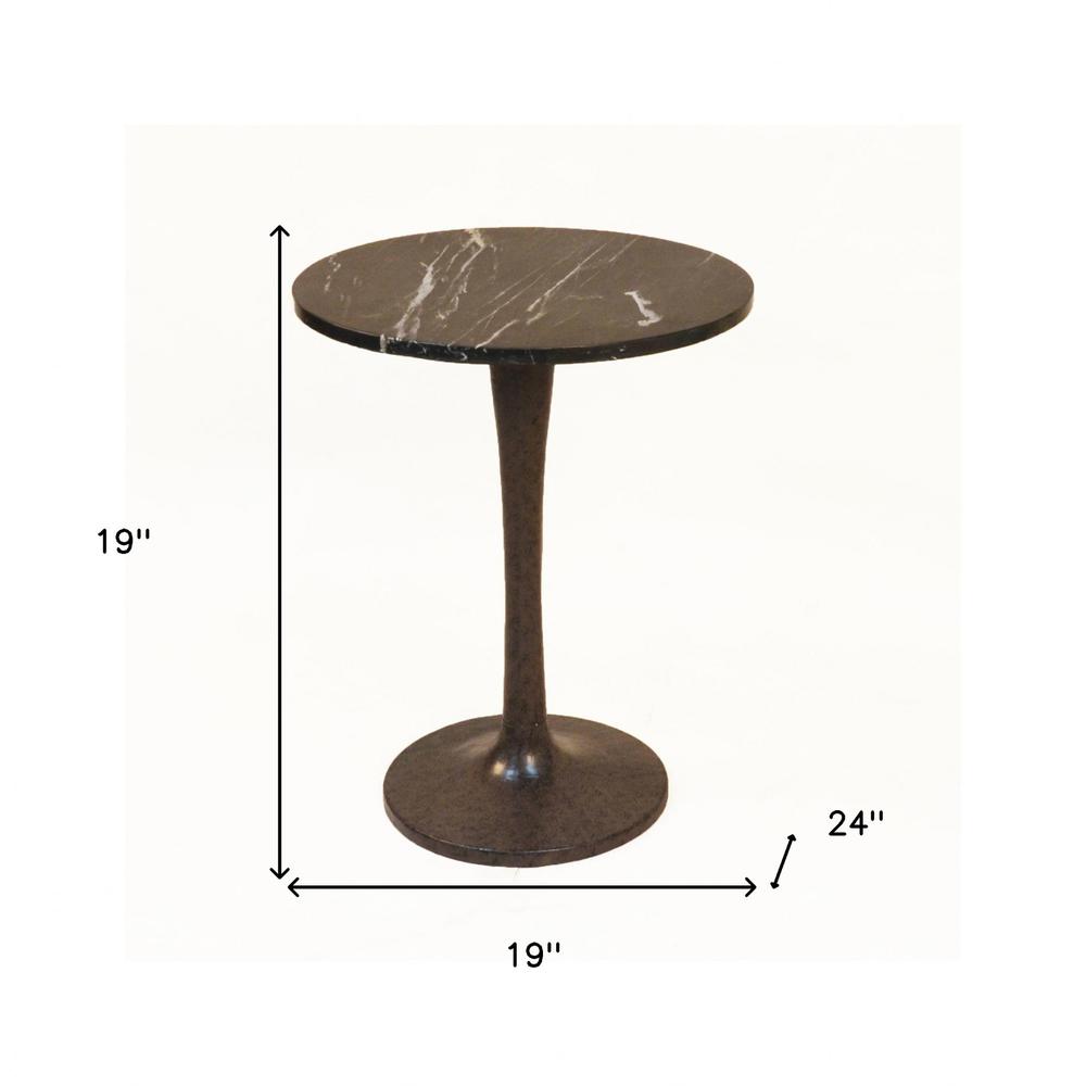 19" Black Marble Round End Table. Picture 5