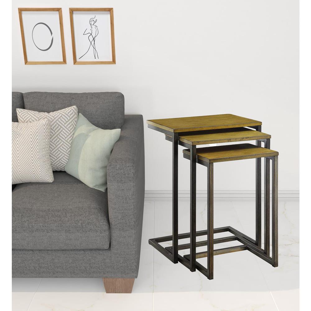 24" Gold Glass Rectangular End Table. Picture 2