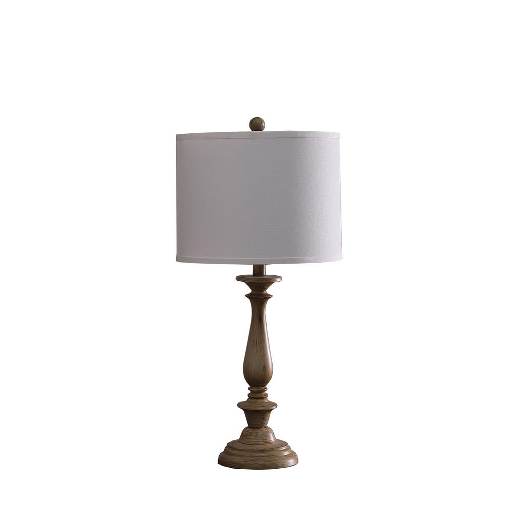 28" Rustic Taupe Cream Candlestick Table Lamp With White Shade. Picture 1