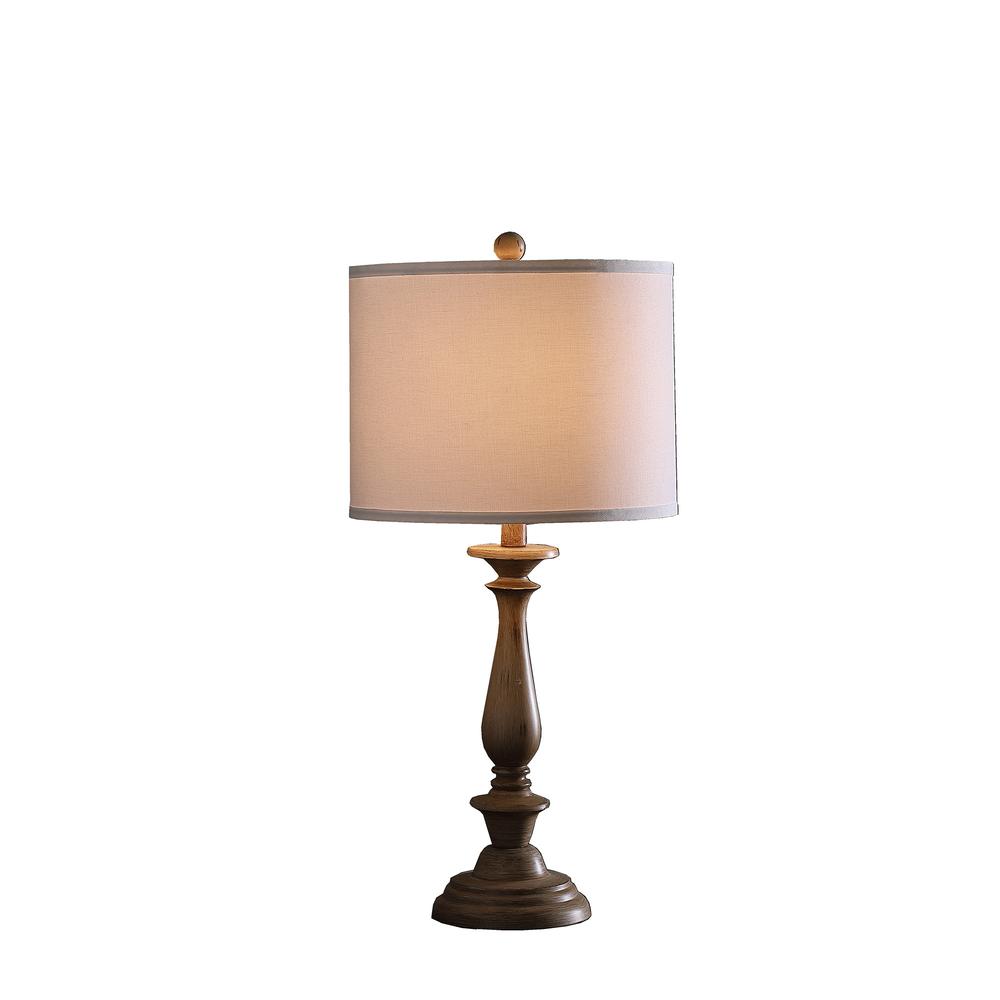 28" Rustic Taupe Cream Candlestick Table Lamp With White Shade. Picture 2