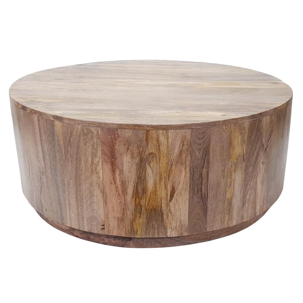 42" Natural Solid Wood Round Coffee Table. Picture 1