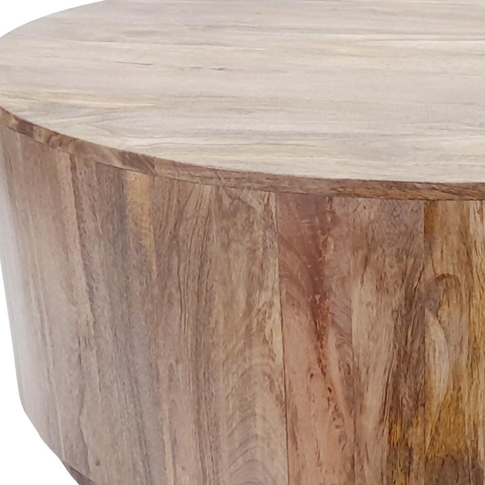 42" Natural Solid Wood Round Coffee Table. Picture 3