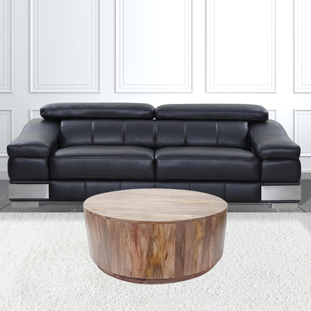 42" Natural Solid Wood Round Coffee Table. Picture 2