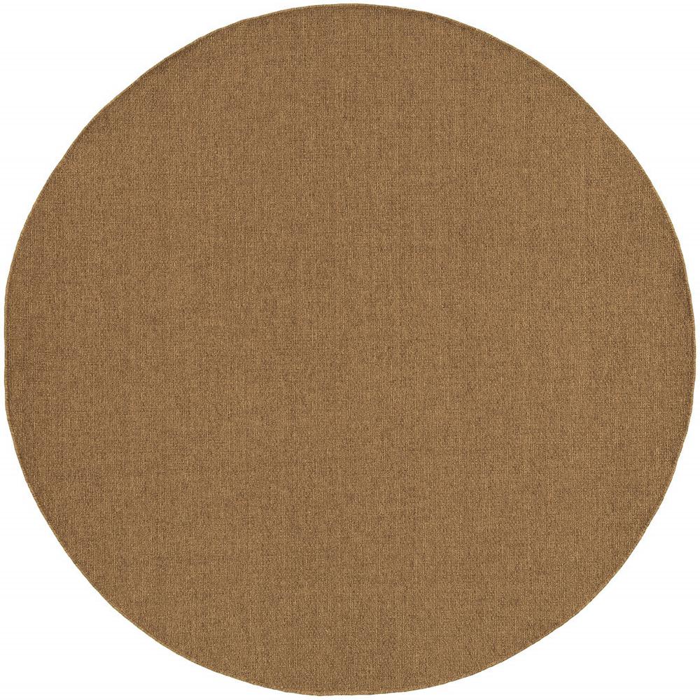 8' x 8' Tan Round Stain Resistant Indoor Outdoor Area Rug. Picture 2