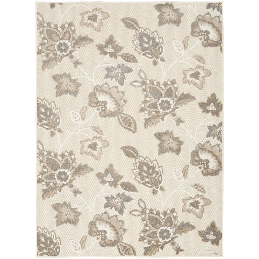 9' X 12' Beige Floral Stain Resistant Non Skid Area Rug. Picture 1
