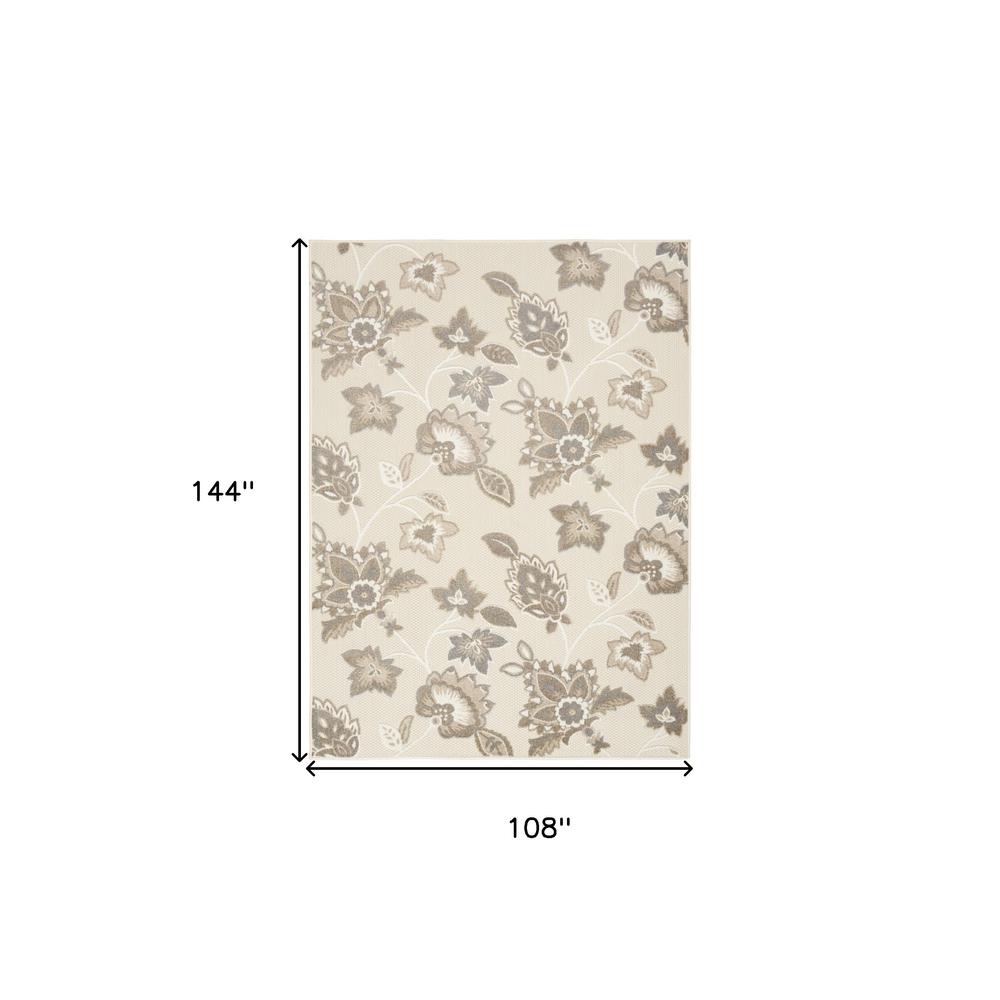 9' X 12' Beige Floral Stain Resistant Non Skid Area Rug. Picture 5